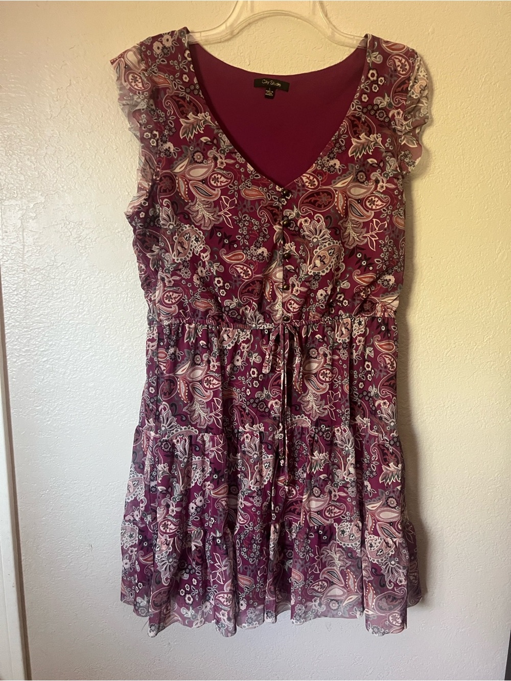 City Studios Purple Paisley Mini Dress
